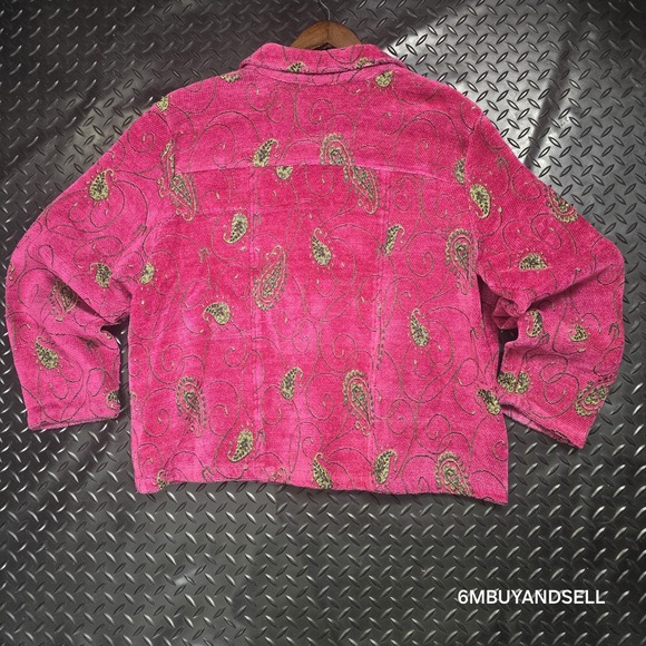 Alexku Pink Gold Floral Embroidered Jacket Boho Vintage Womens PL - Picture 4 of 11